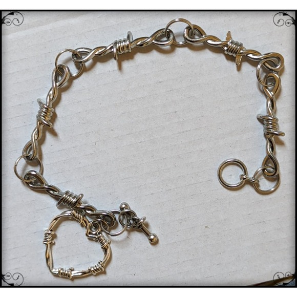 Handmade Barbed Wire Heart Charm Bracelet - Picture 4 of 5